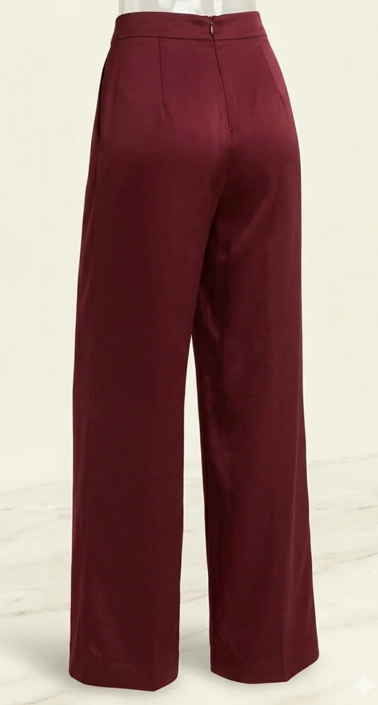 🔥-20%🔥 Pantalon Large Satiné – Bordeaux Profond T.S – photo 2
